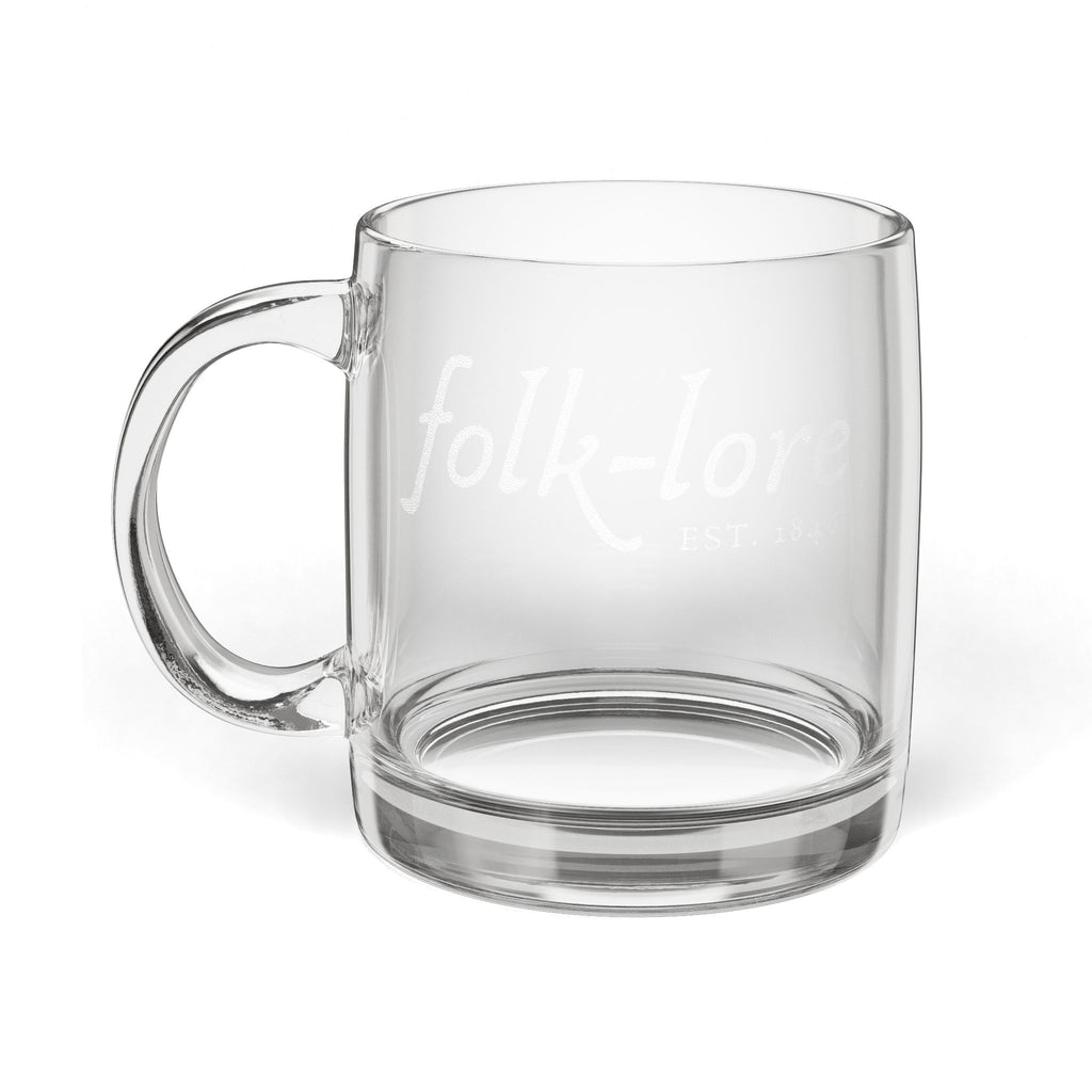 Folk-Lore Est. 1846 Engraved Coffee Cup – Limited Edition 12.25 oz Glass Mug