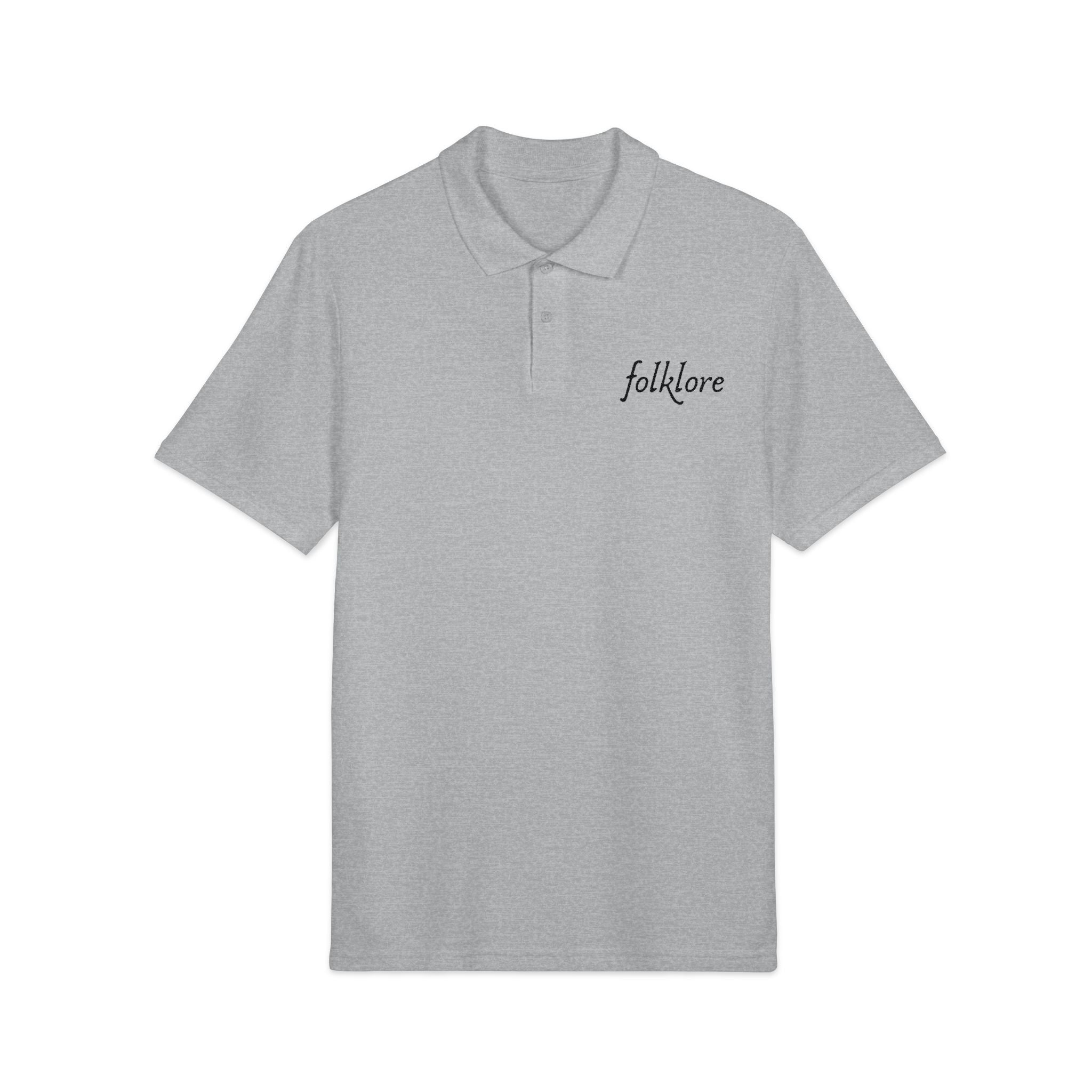 Folklore Embroidered Polo — Essential Grey Pique Collared Shirt