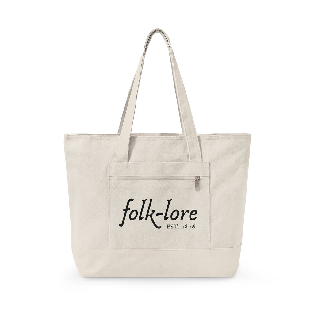 Folk-lore Est. 1846 Large Tote Bag — Limited Edition Zippered Canvas Carryall