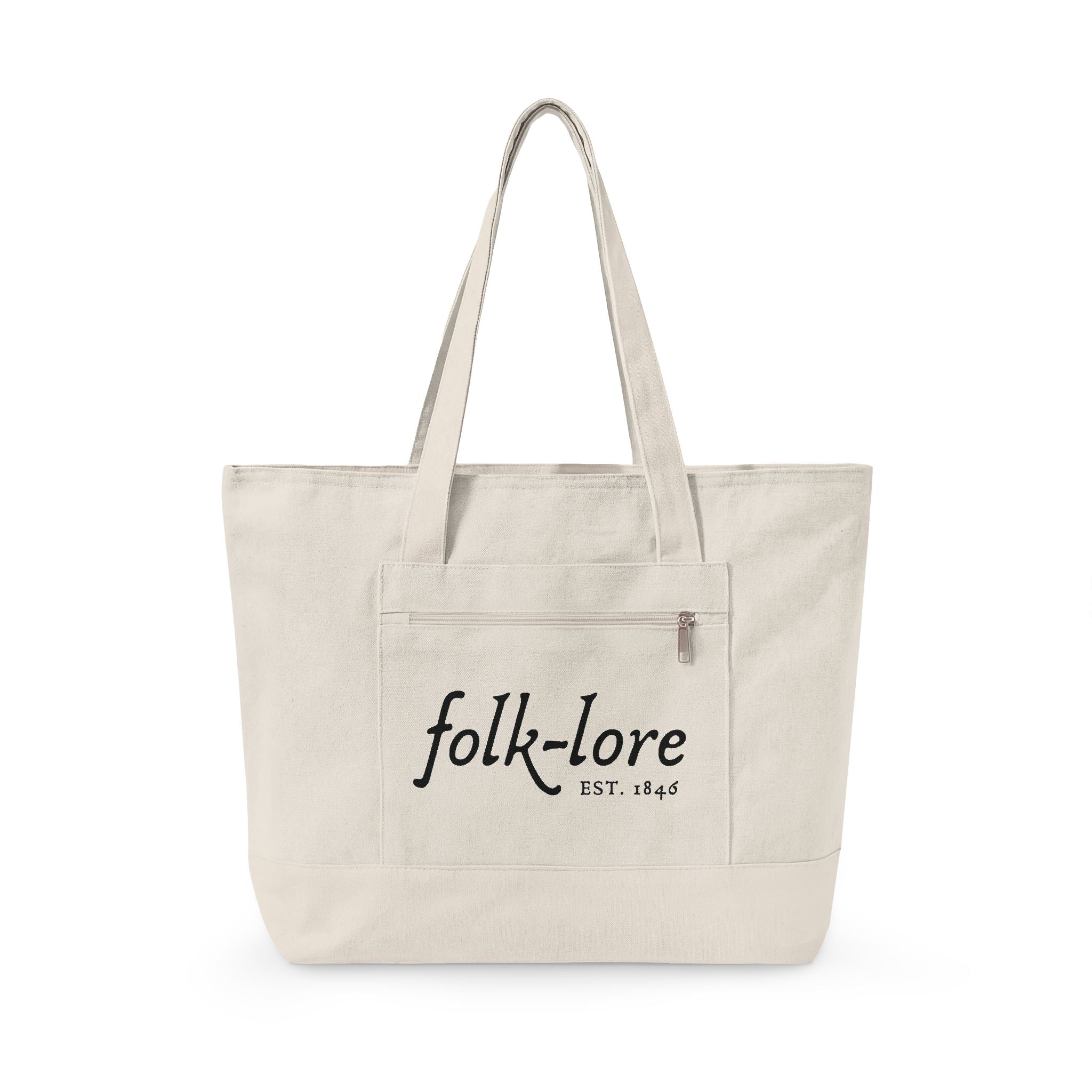 Folk-lore Est. 1846 Large Tote Bag — Limited Edition Zippered Canvas Carryall