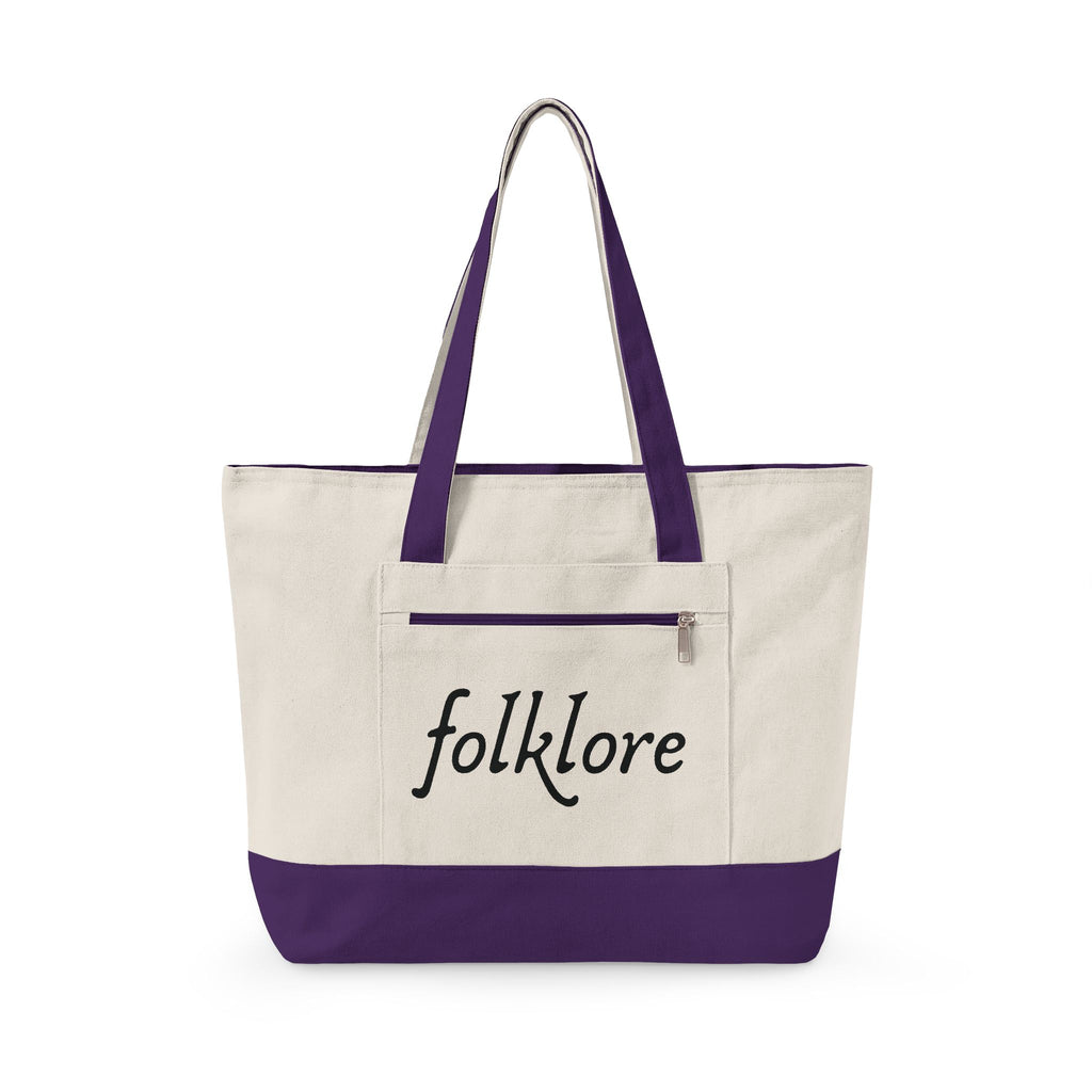 Folklore Large Tote Bag — Essential Zippered Canvas Carryall