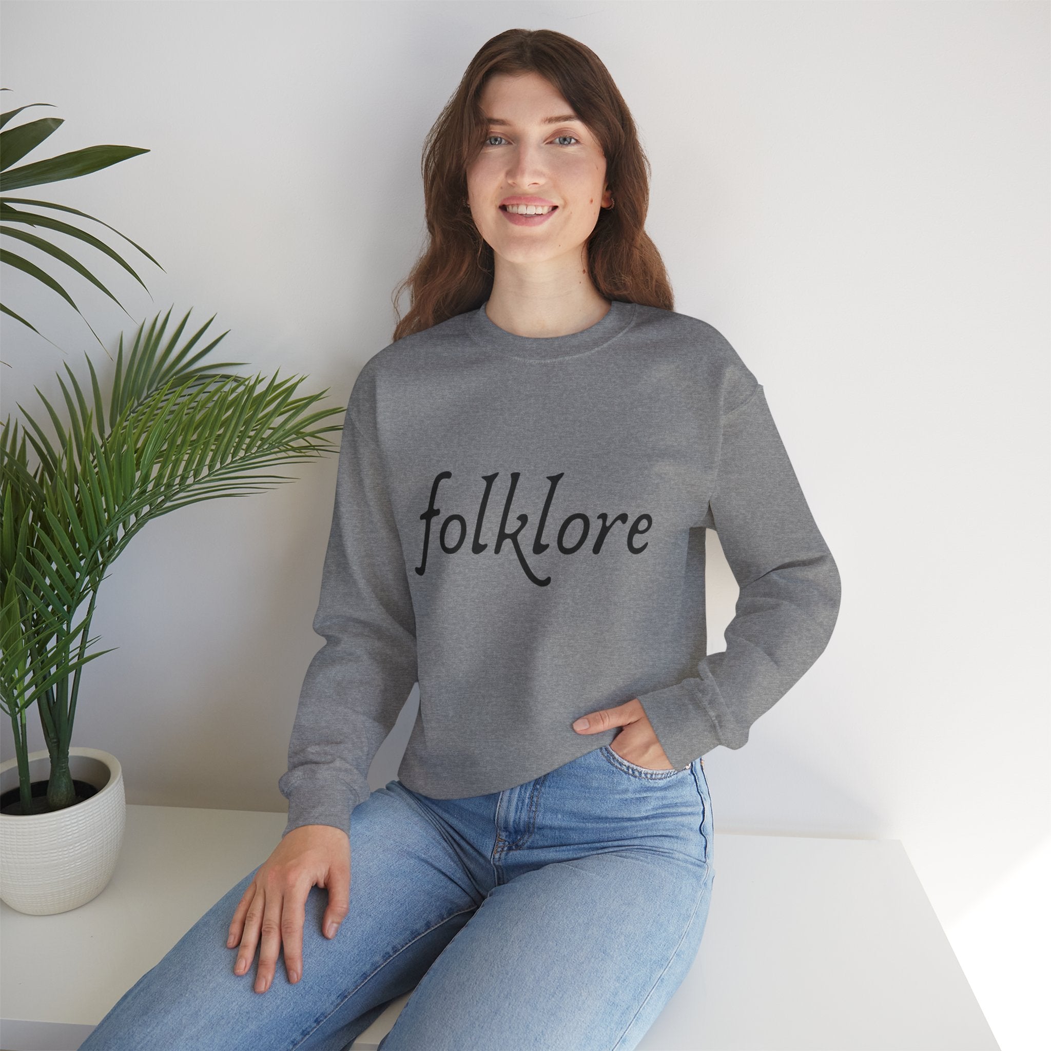 Folklore Embroidered Sweatshirt - Essential Cozy Crewneck Sweater