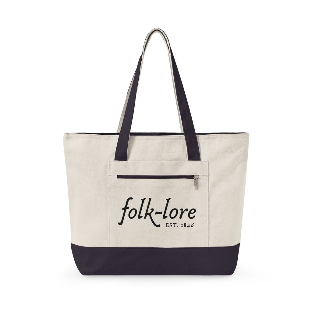 Folk-lore Est. 1846 Large Tote Bag — Limited Edition Zippered Canvas Carryall