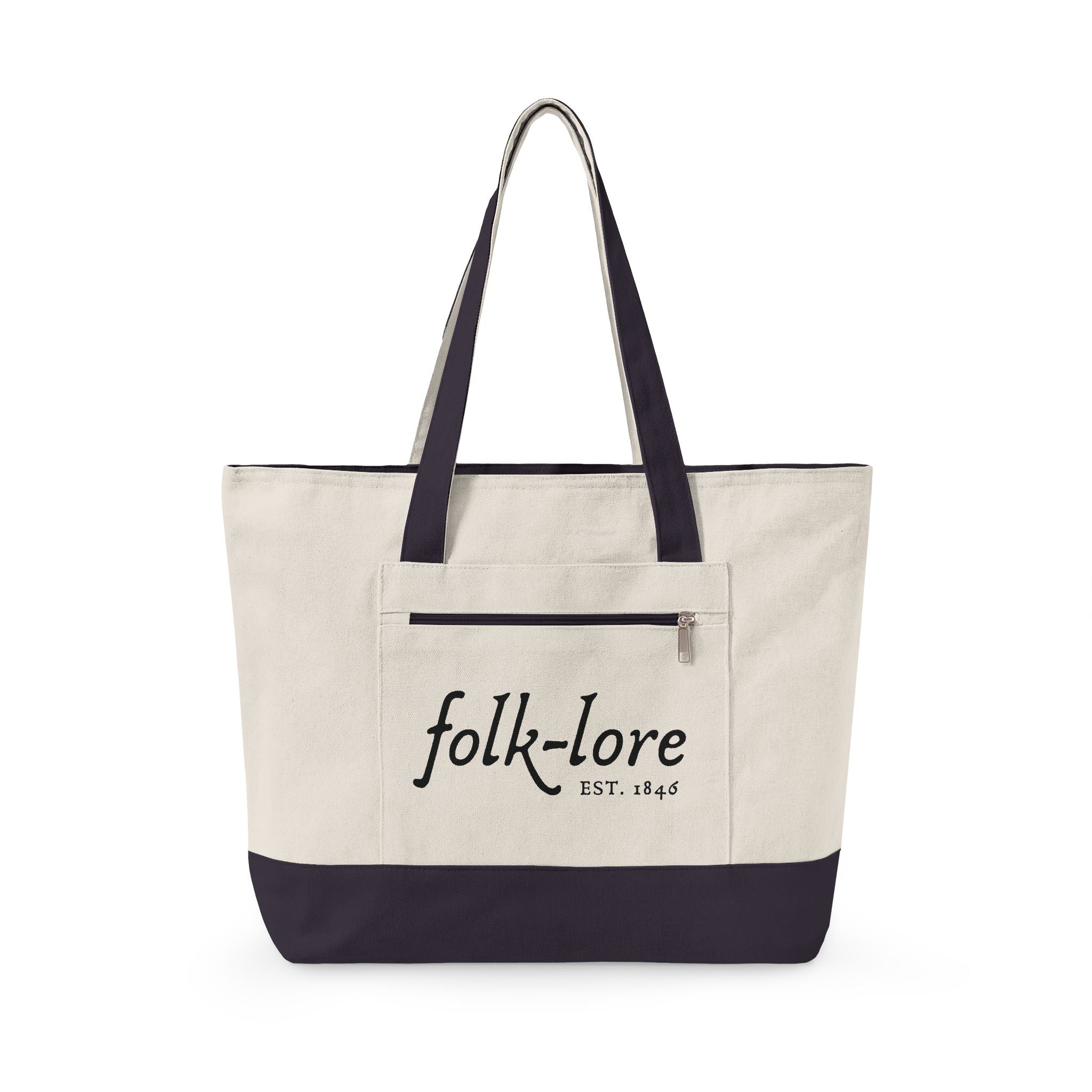 Folk-lore Est. 1846 Large Tote Bag — Limited Edition Zippered Canvas Carryall