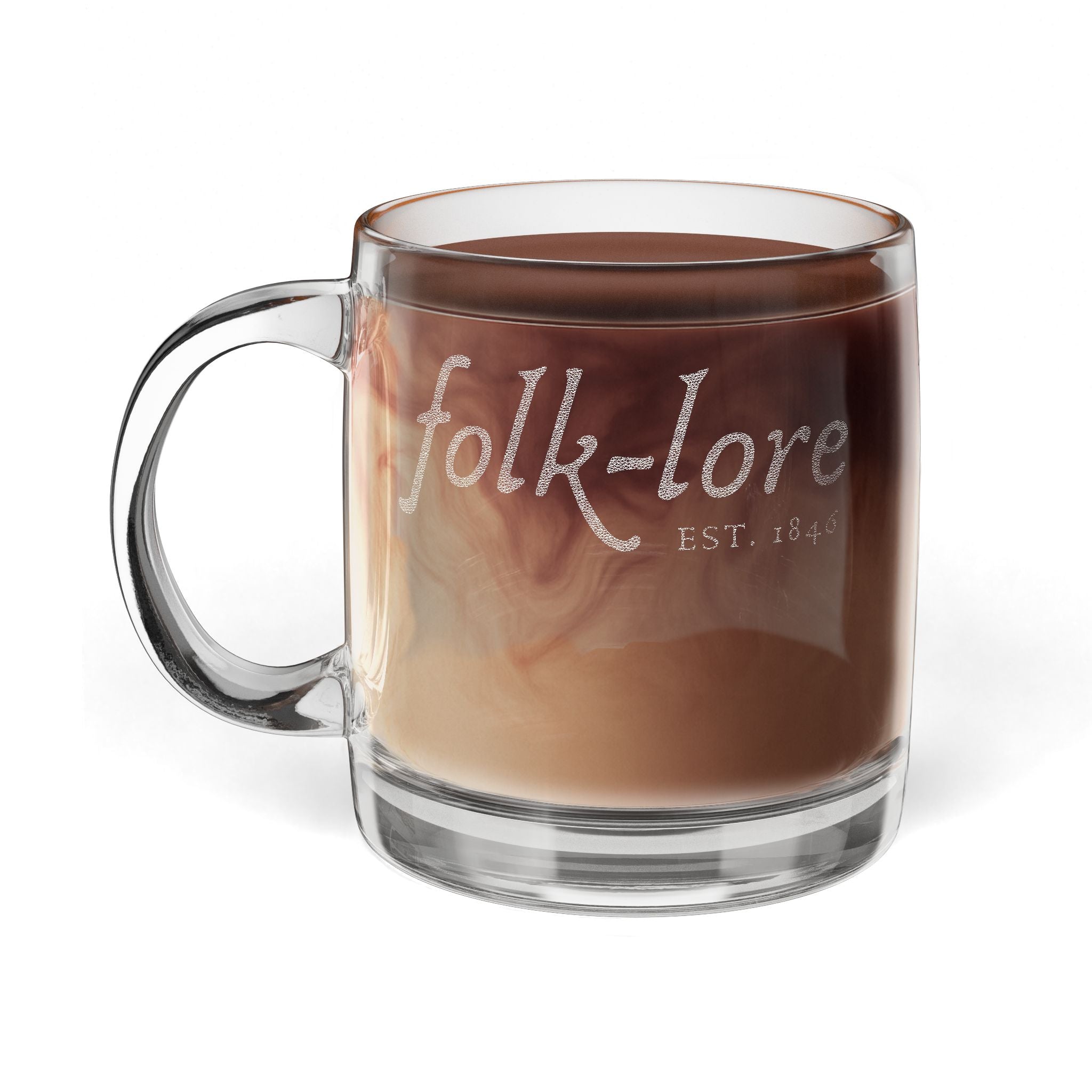 Folk-Lore Est. 1846 Engraved Coffee Cup – Limited Edition 12.25 oz Glass Mug