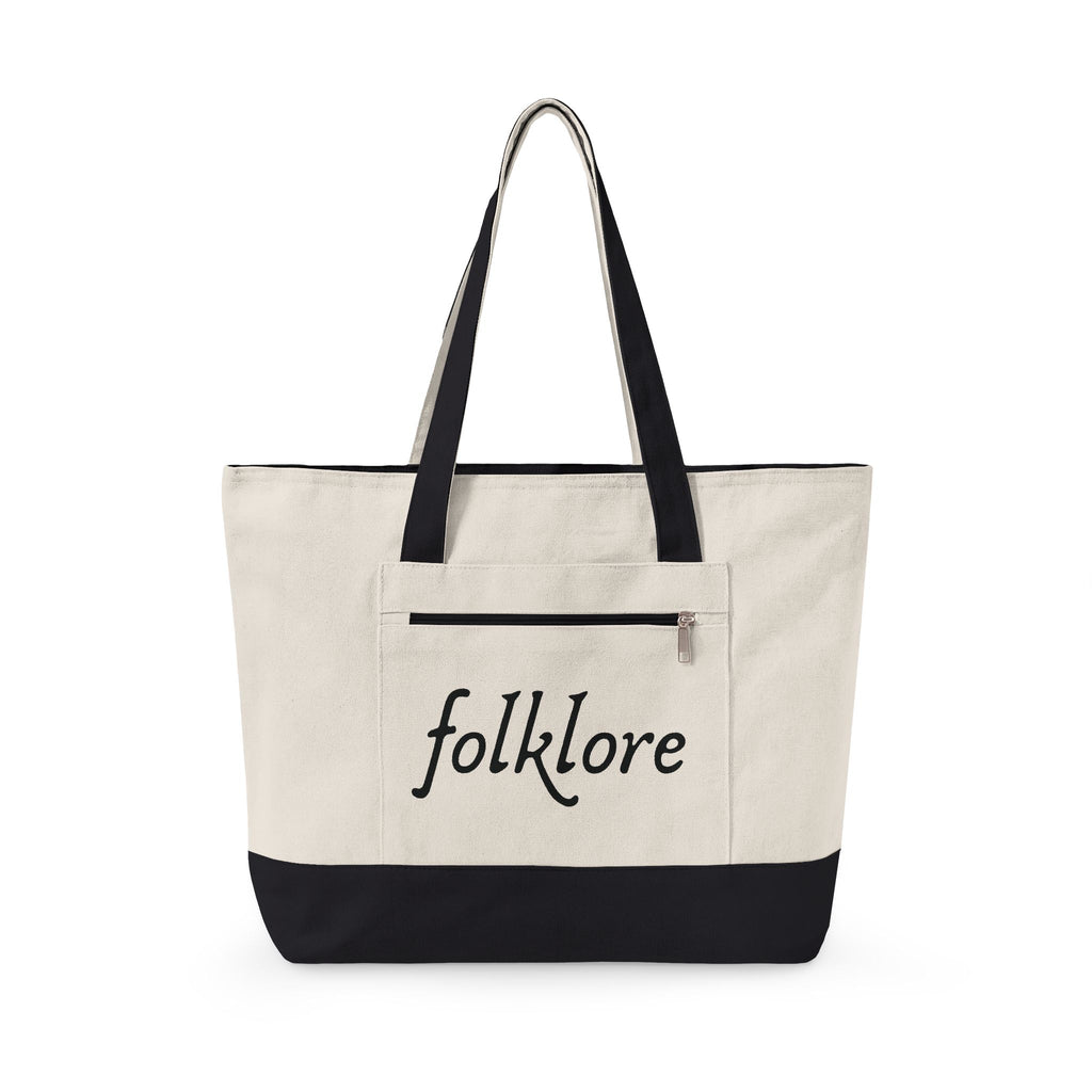 Folklore Large Tote Bag — Essential Zippered Canvas Carryall