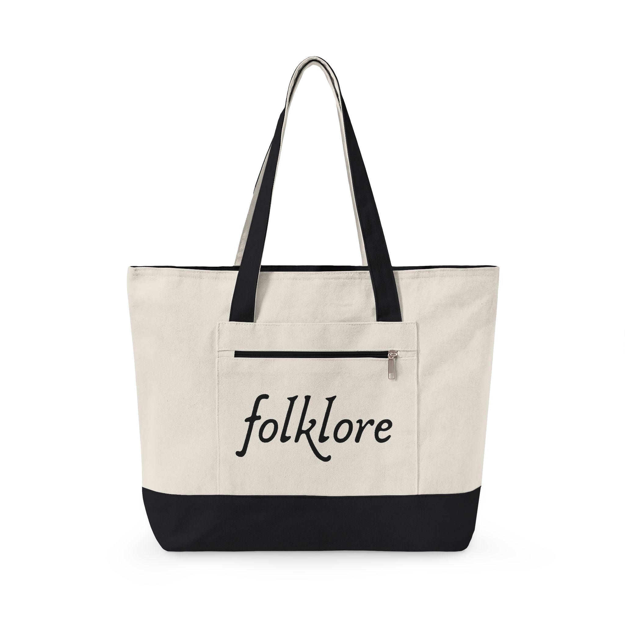 Folklore Large Tote Bag — Essential Zippered Canvas Carryall