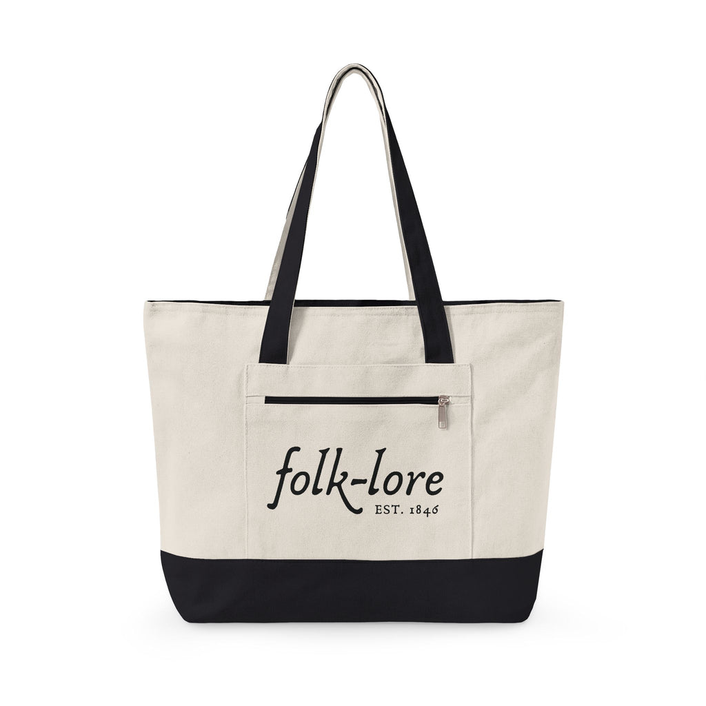Folk-lore Est. 1846 Large Tote Bag — Limited Edition Zippered Canvas Carryall
