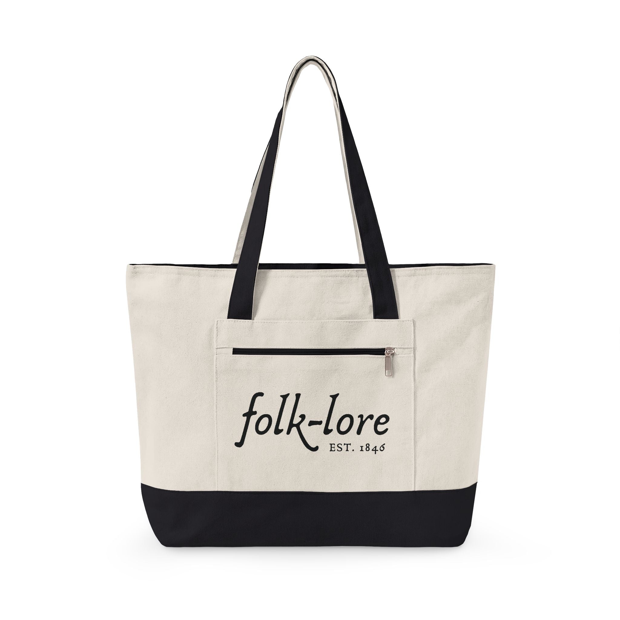 Folk-lore Est. 1846 Large Tote Bag — Limited Edition Zippered Canvas Carryall