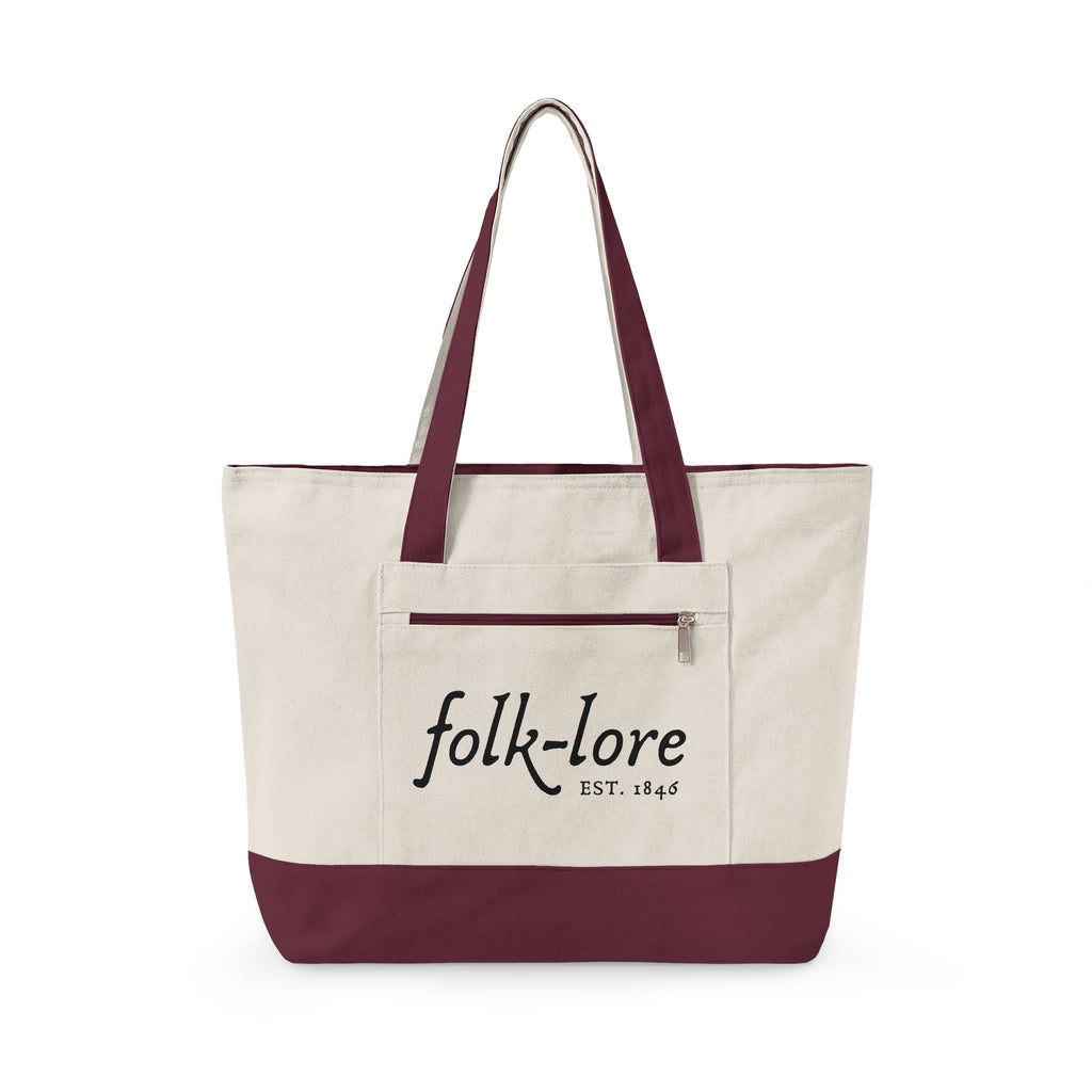 Folk-lore Est. 1846 Large Tote Bag — Limited Edition Zippered Canvas Carryall