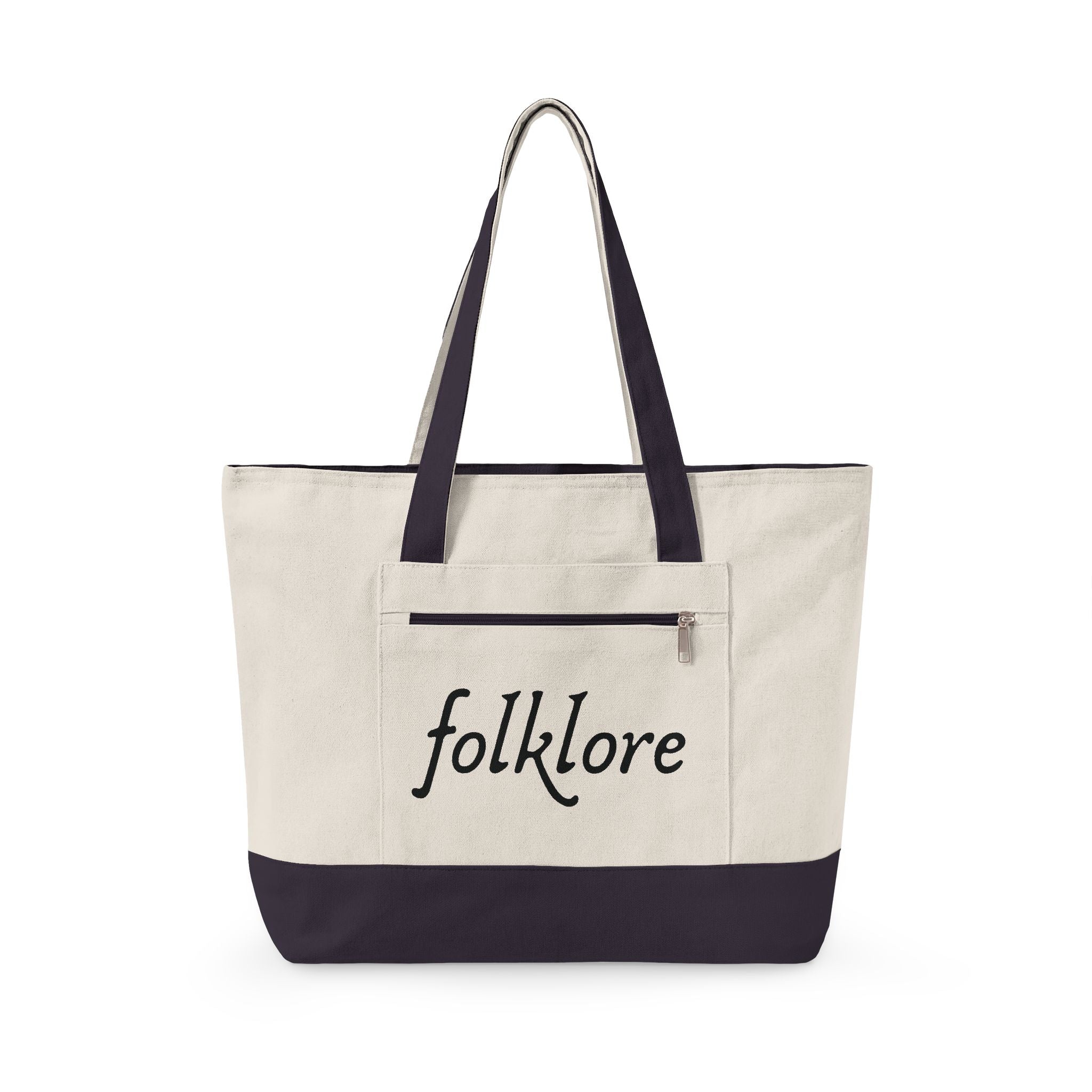 Folklore Large Tote Bag — Essential Zippered Canvas Carryall