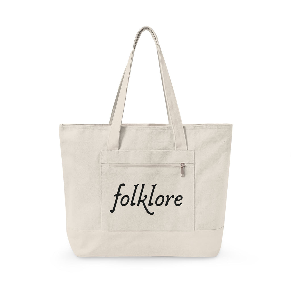 Folklore Large Tote Bag — Essential Zippered Canvas Carryall