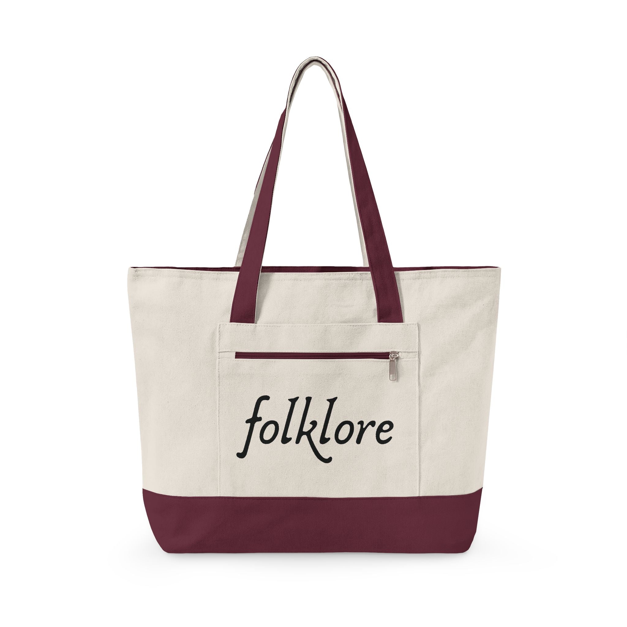 Folklore Large Tote Bag — Essential Zippered Canvas Carryall