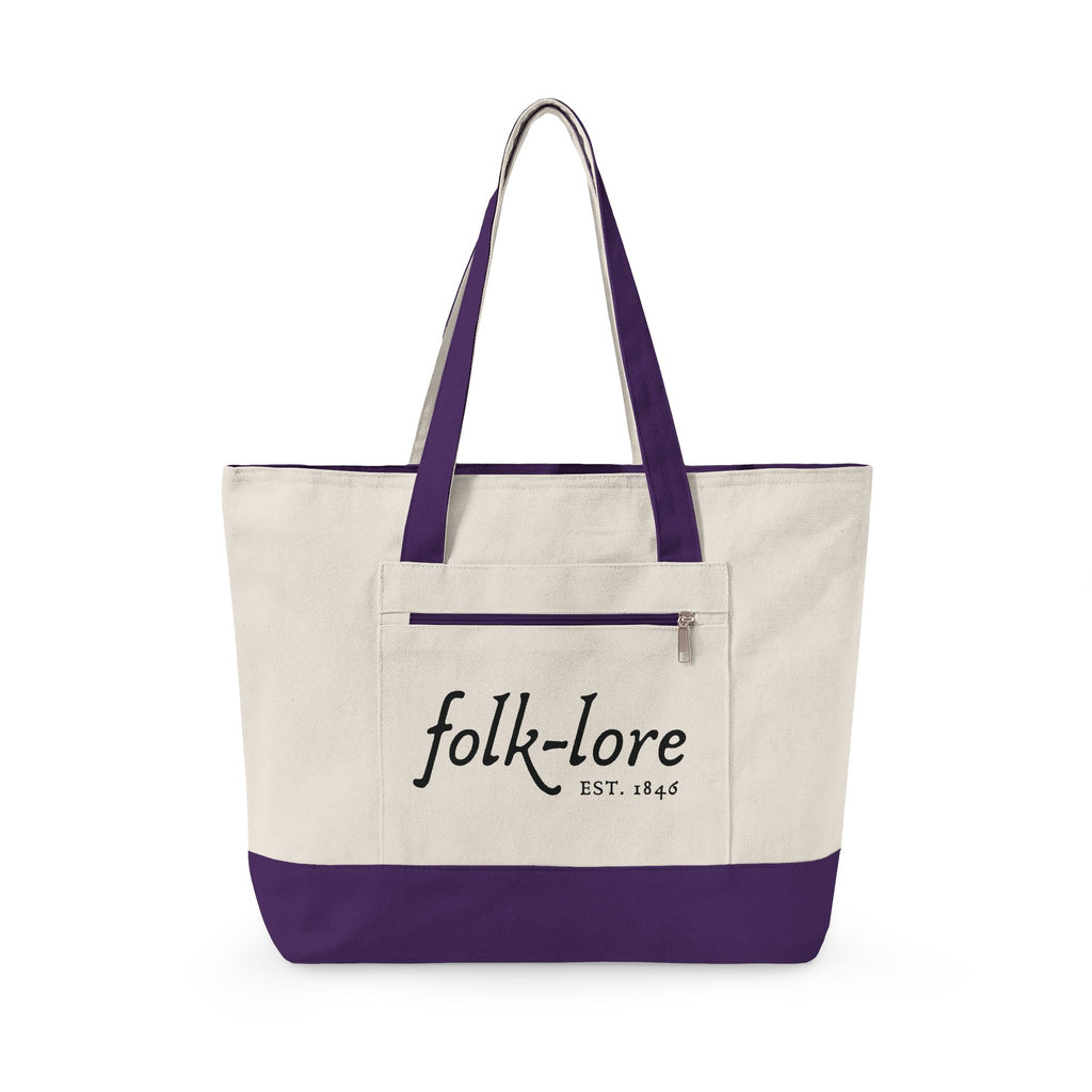Folk-lore Est. 1846 Large Tote Bag — Limited Edition Zippered Canvas Carryall