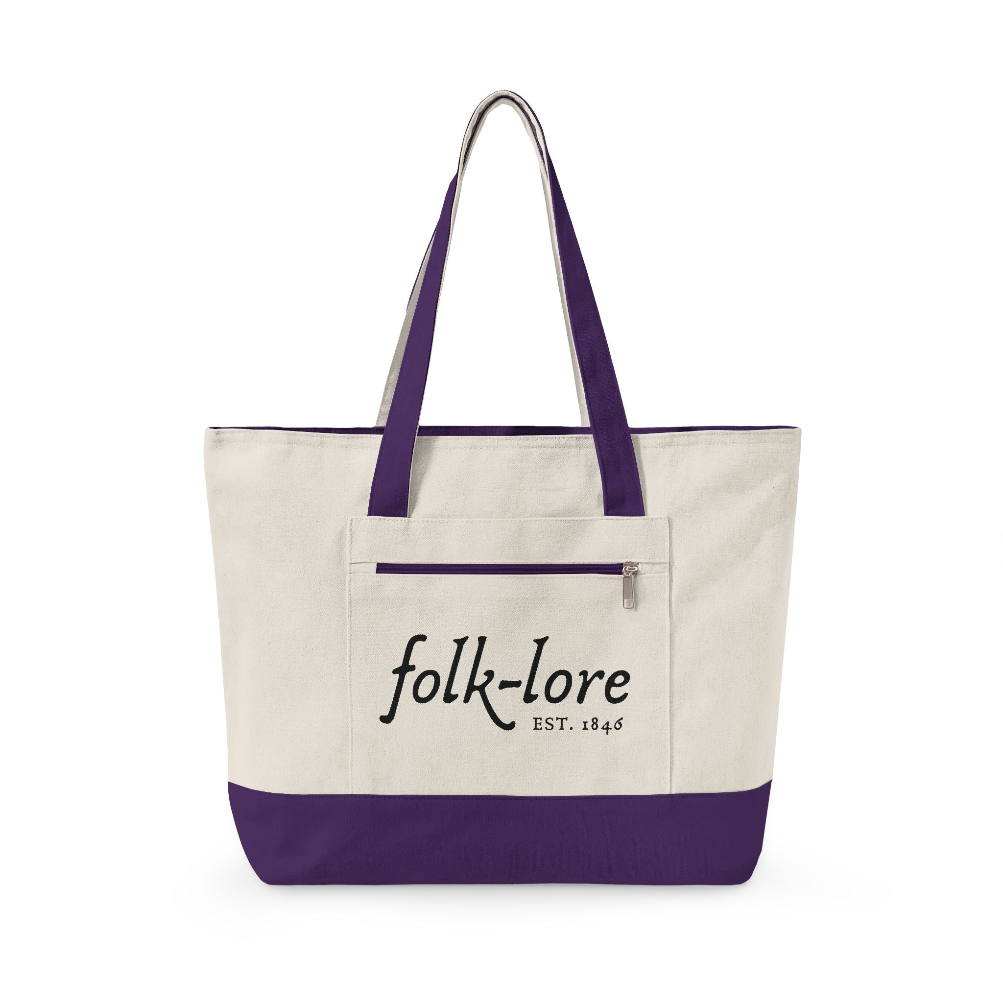 Folk-lore Est. 1846 Large Tote Bag — Limited Edition Zippered Canvas Carryall